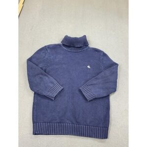 Lauren Ralph Lauren Sweater Womens Large Blue Cotton Turtleneck Knit Heavy Thick